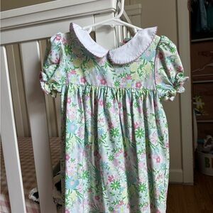 Smocked Flamingo Dress with Peter Pan Collar